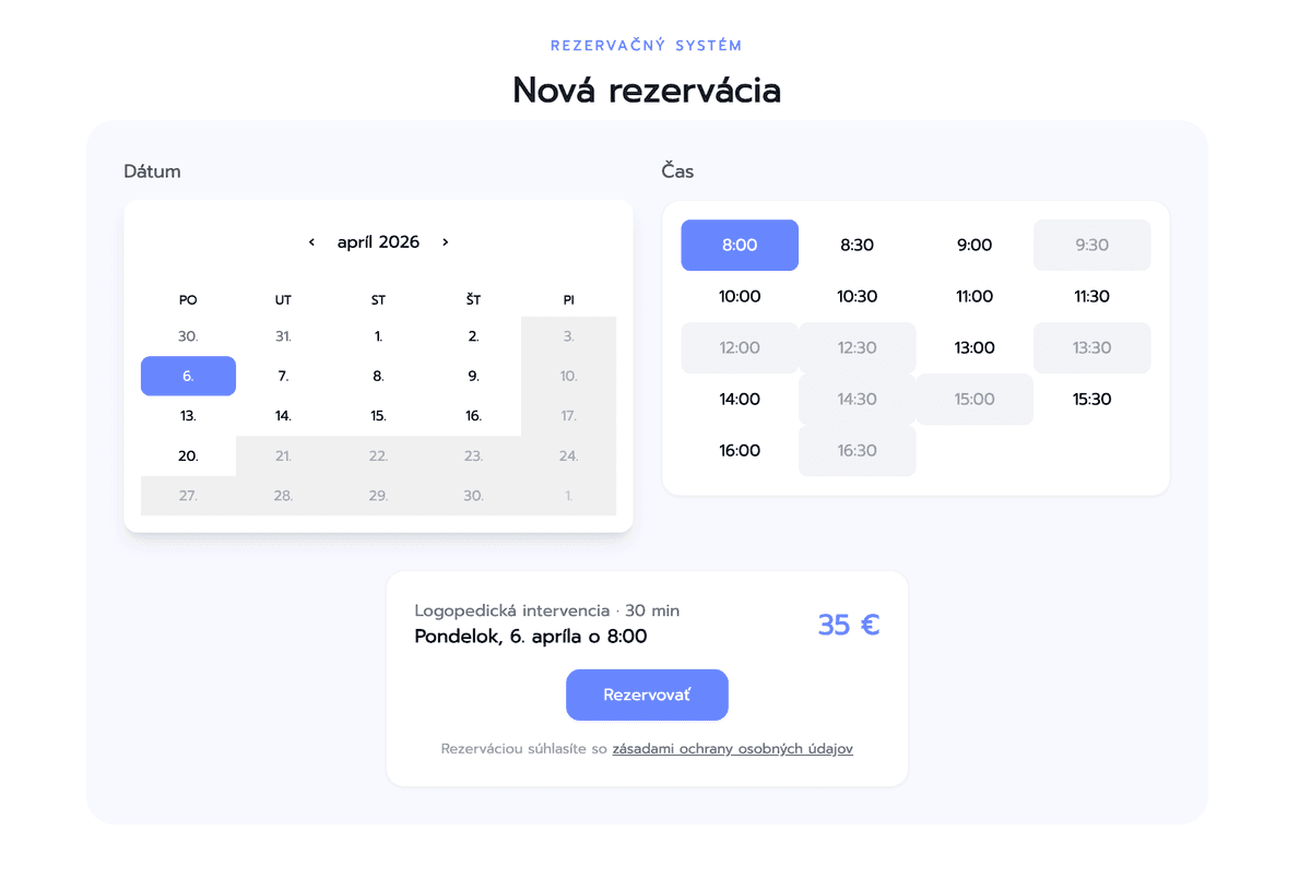 Ukážka rezervačného systému